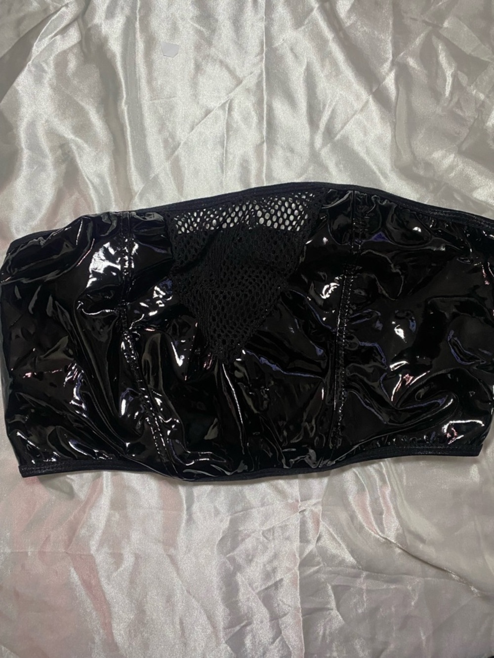 Black leather crop top